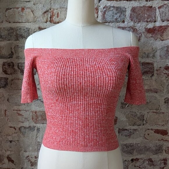 Ganni Tops - Ganni Coral off the shoulder knitted top size XS